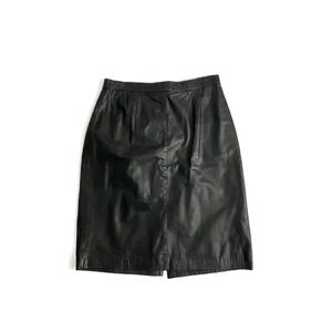Jennifer Moore Black Leather Vintage‎ Pencil Skirt Womens Size 12